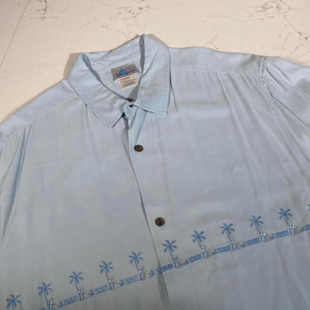 Disneyland Resort Embroidered Palm Tree Shirt |Disney Men's Large 100% Rayon
